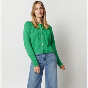 ANN MASHBURN 
Lauren cardigan in the color turf